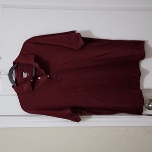 LANDS END Short Sleeve Three Button Maroon Polo Size Large